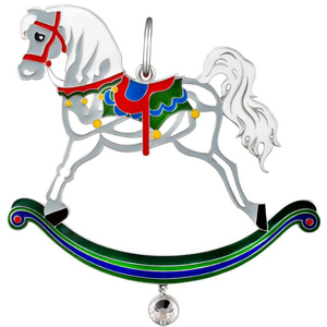 Ювелирная елочная игрушка "Лошадка" из серебра